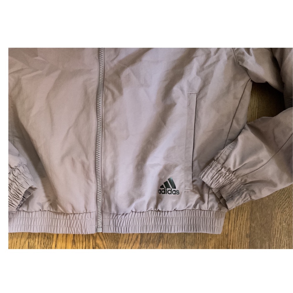 Adidas Womens Mauve Taupe Full Zip Bomber Jacket Sporty Lightweight XS - Picture 2 of 3